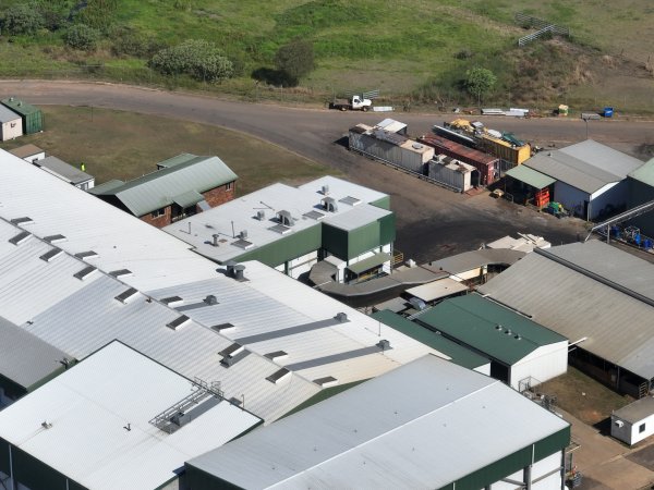 Drone flyover of slaughterhouse