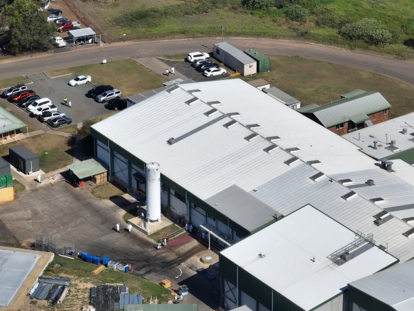 Drone flyover of slaughterhouse