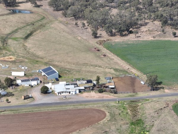 Drone flyover of slaughterhouse