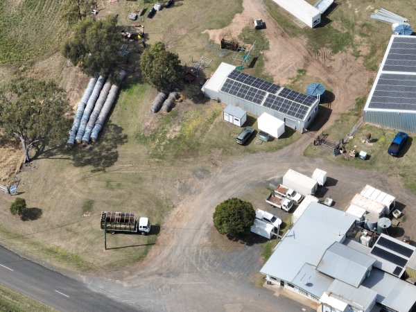 Drone flyover of slaughterhouse