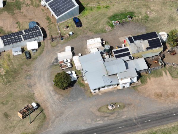 Drone flyover of slaughterhouse