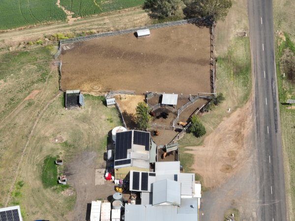 Drone flyover of slaughterhouse