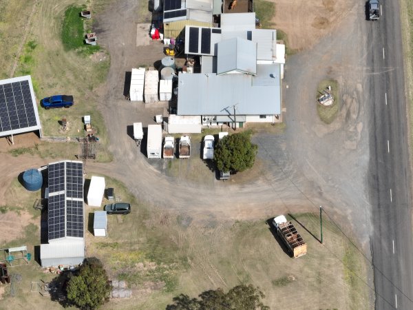 Drone flyover of slaughterhouse