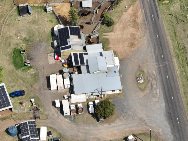 Drone flyover of slaughterhouse