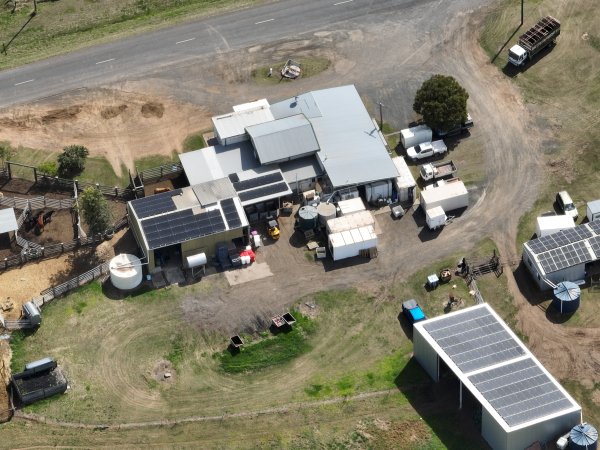 Drone flyover of slaughterhouse