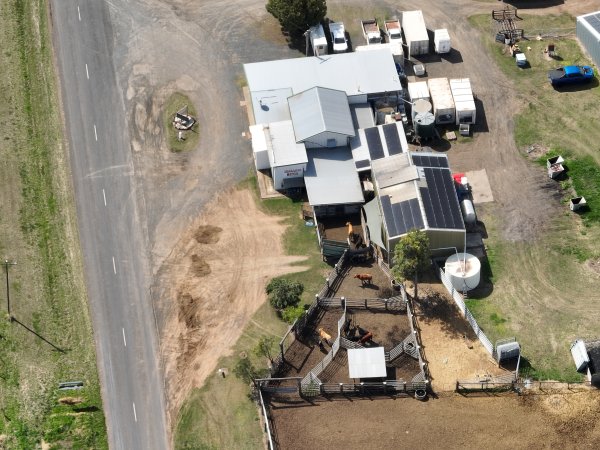 Drone flyover of slaughterhouse