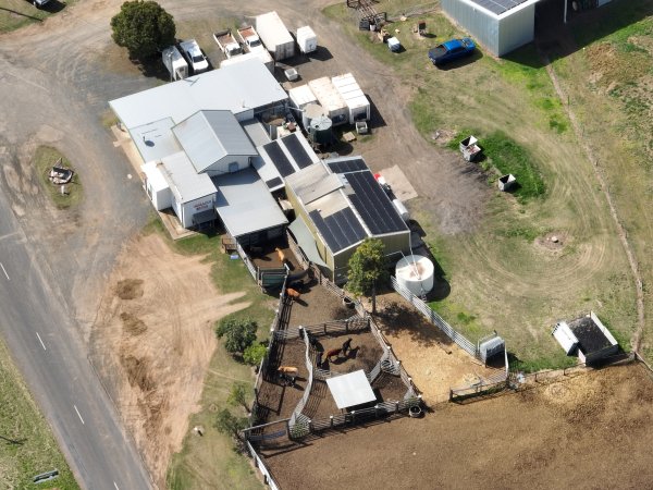 Drone flyover of slaughterhouse