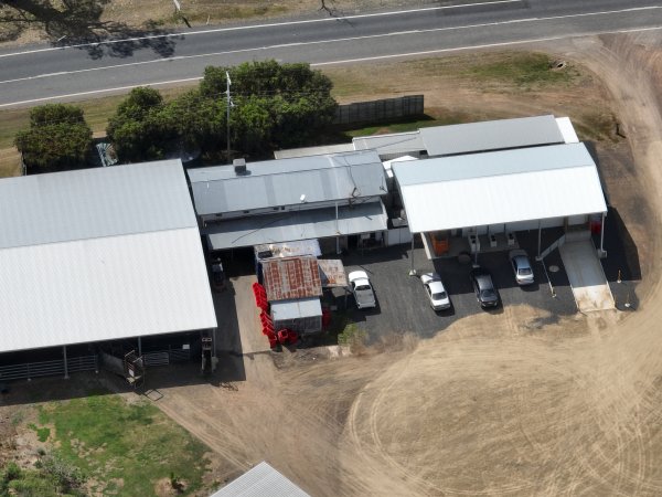 Drone flyover of slaughterhouse