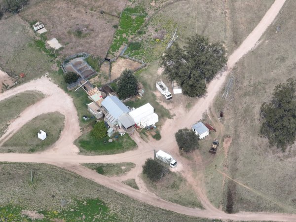 Drone flyover of slaughterhouse