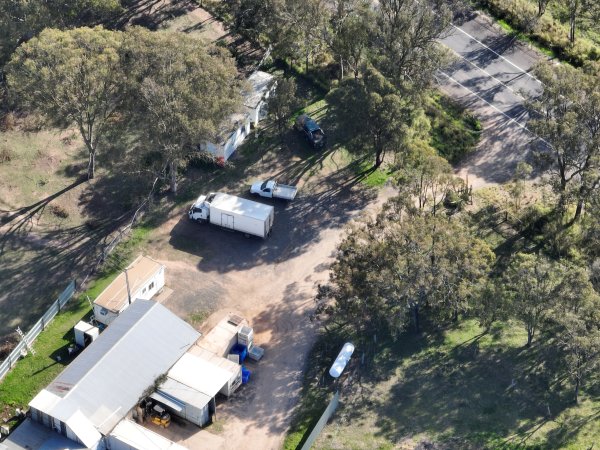 Drone flyover of slaughterhouse