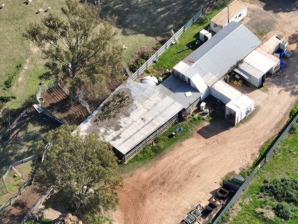 Drone flyover of slaughterhouse