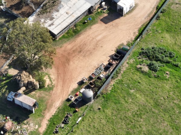 Drone flyover of slaughterhouse