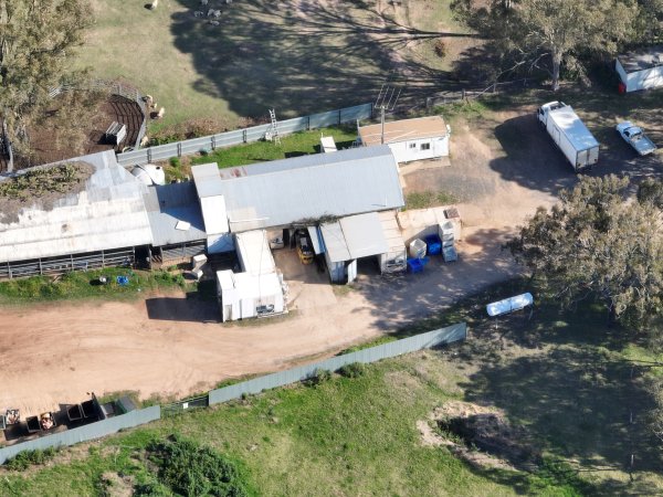 Drone flyover of slaughterhouse