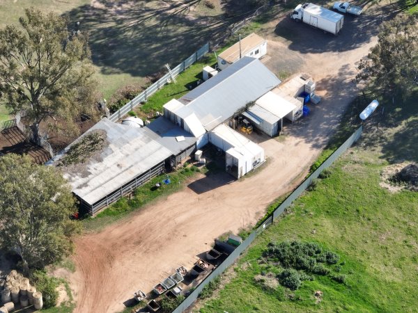 Drone flyover of slaughterhouse