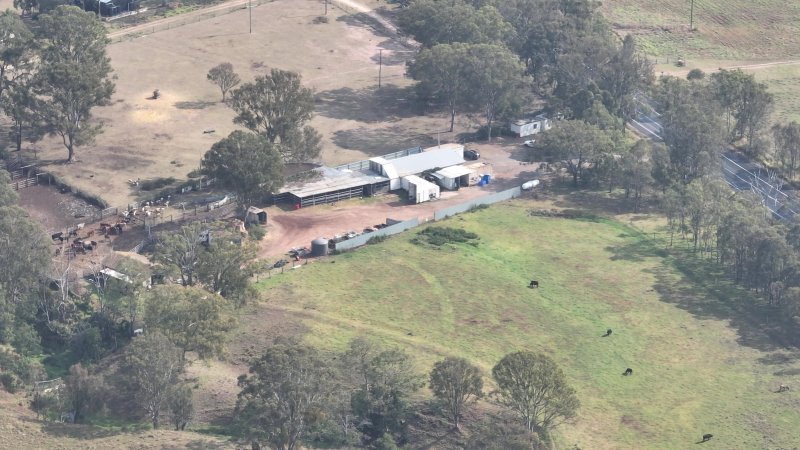 Drone flyover of slaughterhouse