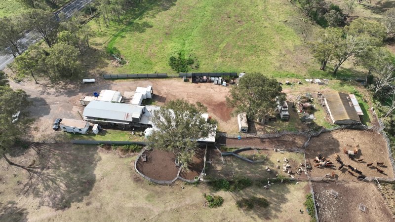 Drone flyover of slaughterhouse