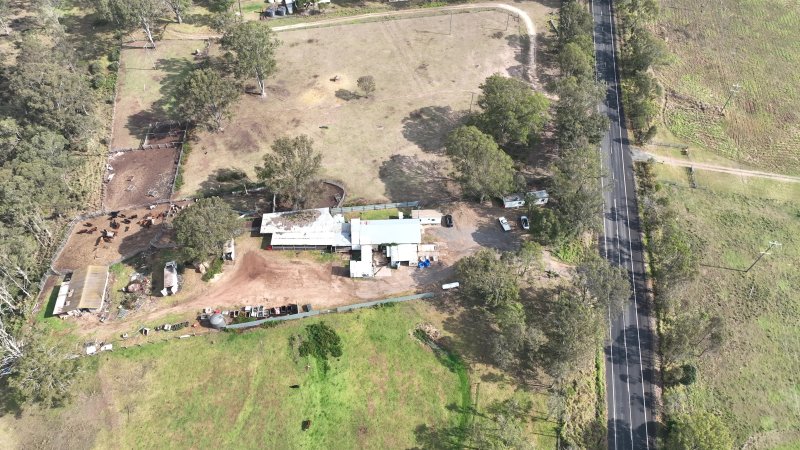 Drone flyover of slaughterhouse