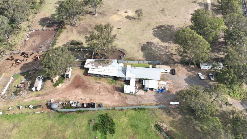 Drone flyover of slaughterhouse