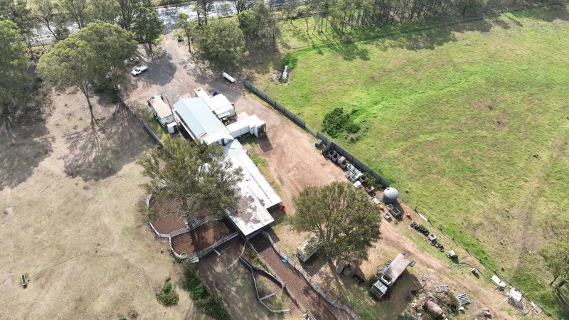 Drone flyover of slaughterhouse