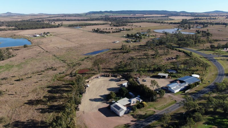 Drone flyover of slaughterhouse