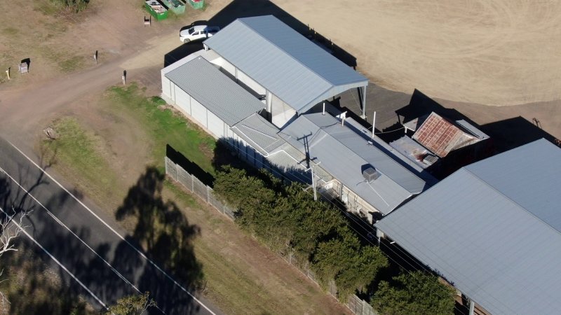 Drone flyover of slaughterhouse