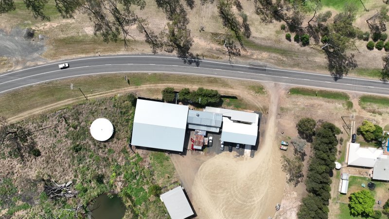 Drone flyover of slaughterhouse