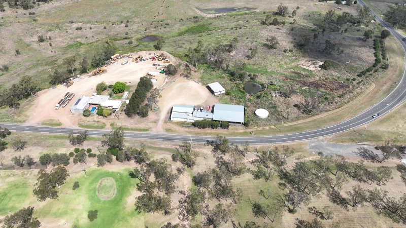 Drone flyover of slaughterhouse