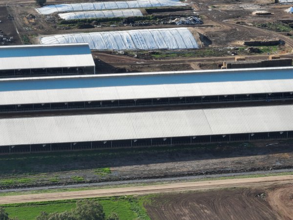 Drone flyover of zero graze sheds