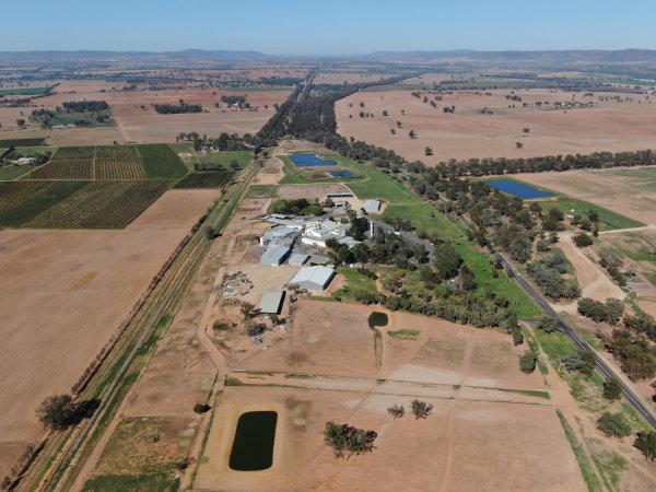 Drone flyover of slaughterhouse