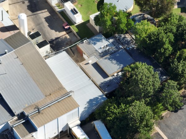 Drone flyover of slaughterhouse