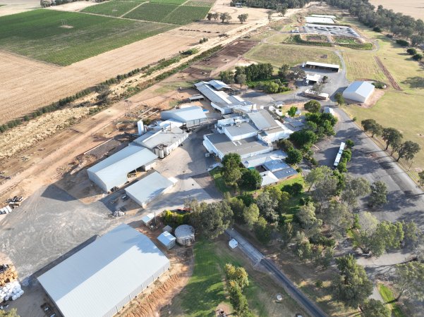 Drone flyover of slaughterhouse