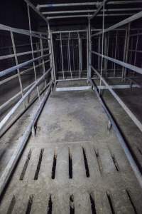 Empty converted sow stall - Australian pig farming - Captured at Golden Grove Piggery, Young NSW Australia.