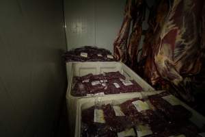 Bags of minced pet food - Captured at Kankool Pet Food, Willow Tree NSW Australia.