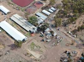 Aerial view - From drone - Captured at Maysleith Piggery - Farm 1, Rushworth VIC Australia.