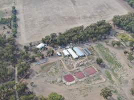 Aerial view - From drone - Captured at Maysleith Piggery - Farm 2, Rushworth VIC Australia.