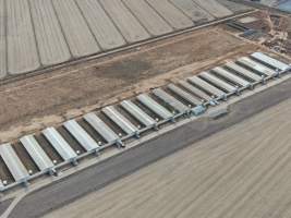 Aerial view - From drone - Captured at Southern Banks Piggery, Torrumbarry VIC Australia.