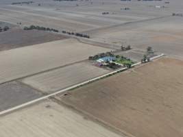 Aerial view - From drone - Captured at Southern Banks Piggery, Torrumbarry VIC Australia.