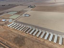 Aerial view - From drone - Captured at Southern Banks Piggery, Torrumbarry VIC Australia.