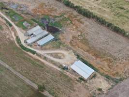 Aerial view - From drone - Captured at Kow Swamp Farms - piggery and dairy, Gunbower VIC Australia.