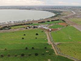 Aerial view - From drone - Captured at Hancock Piggery & Dairy, Leitchville VIC Australia.