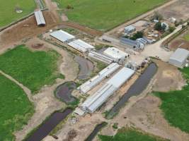 Aerial view - From drone - Captured at Hancock Piggery & Dairy, Leitchville VIC Australia.