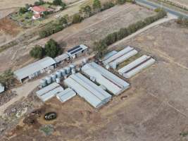 Aerial view - From drone - Captured at Unknown piggery, Leitchville VIC Australia.