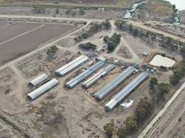 Aerial view - From drone - Captured at EcoPiggery, Leitchville VIC Australia.