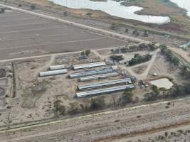 Aerial view - From drone - Captured at EcoPiggery, Leitchville VIC Australia.