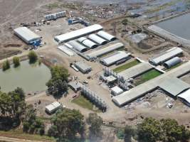 Aerial view - From drone - Captured at Wondaphil Pork Company, Tragowel VIC Australia.