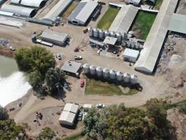 Aerial view - From drone - Captured at Wondaphil Pork Company, Tragowel VIC Australia.