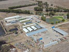 Aerial view - From drone - Captured at Wondaphil Pork Company, Tragowel VIC Australia.