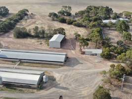 Aerial view - From drone - Captured at AJ & NM Carr Piggery, Bagshot North VIC Australia.