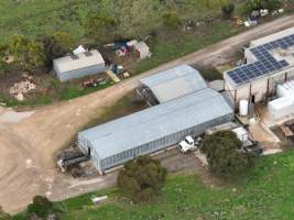 Drone flyover of slaughterhouse - Drone imagery of the BMK Food pig slaughterhouse. - Captured at BMK Food Slaughterhouse, Murray Bridge East SA Australia.