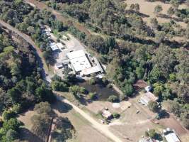 Drone flyover of slaughterhouse - Captured at Game Meats Company Abattoir, Eurobin VIC Australia.